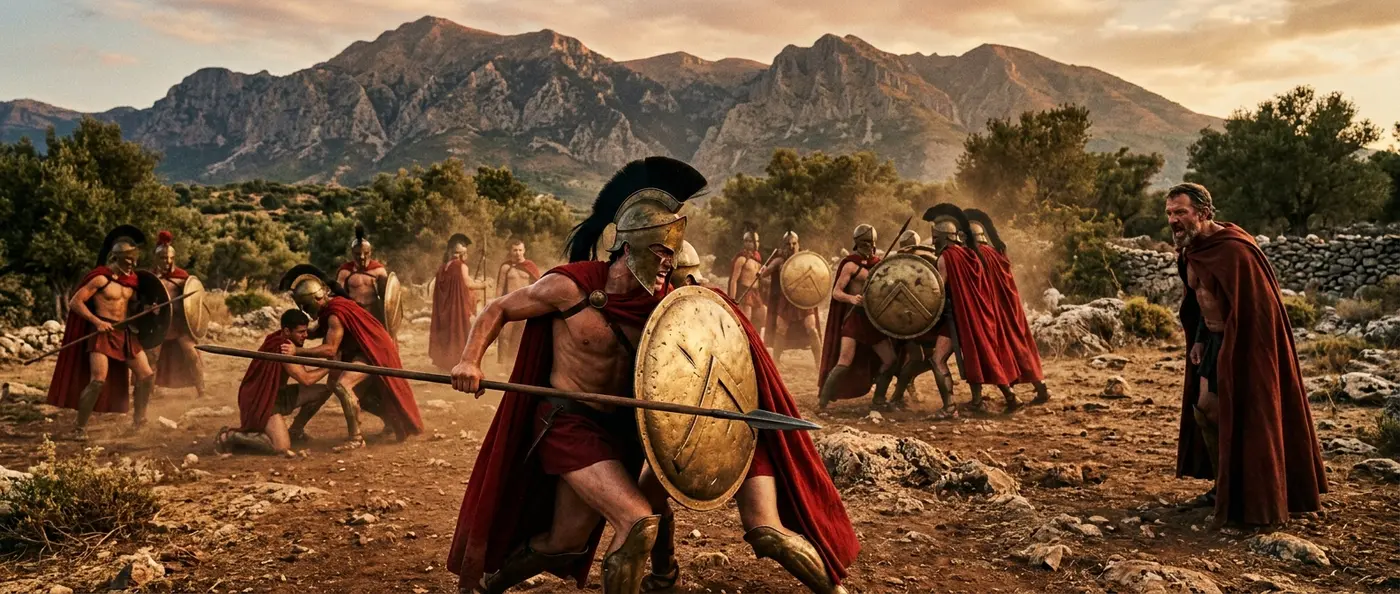 Σπαρτιάτες παιδιά σε στρατιωτική εκπαίδευση στην αρχαία Σπάρτη