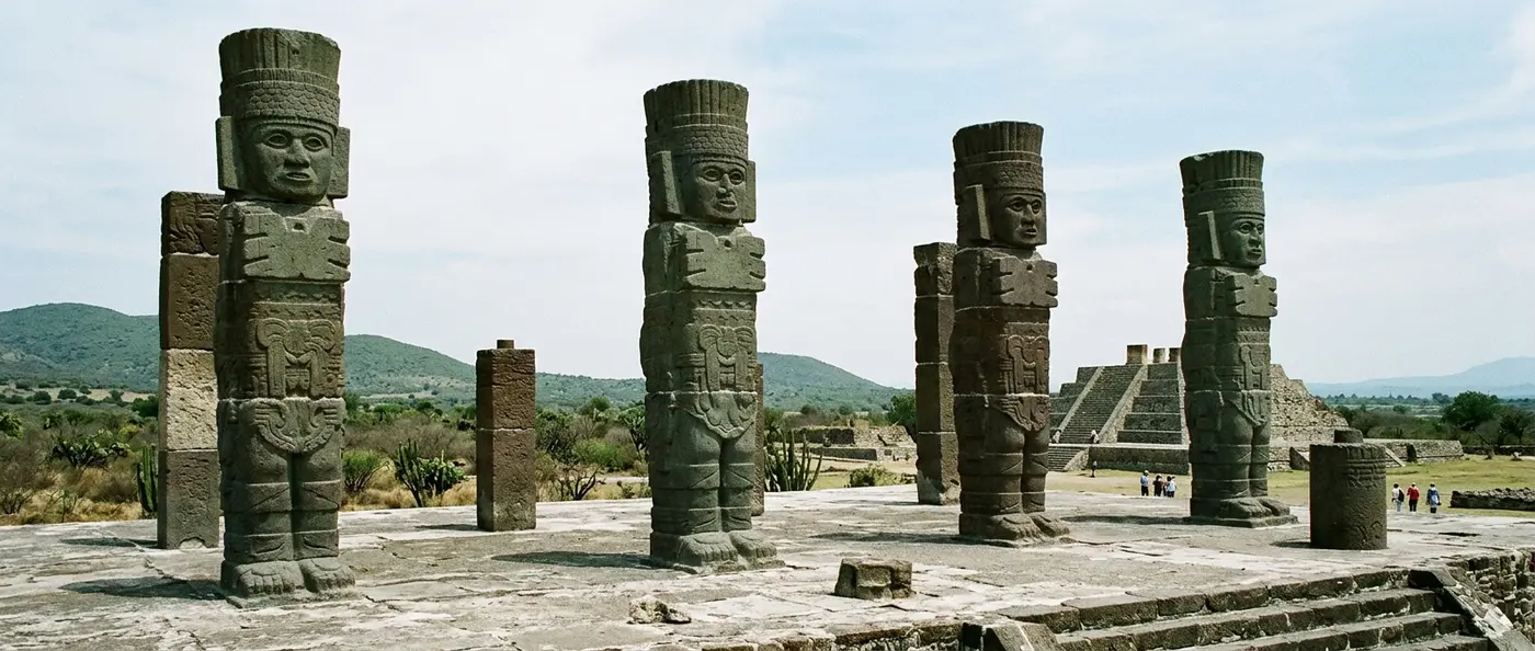 Toltec warriors and architectural monuments from ancient Mesoamerica