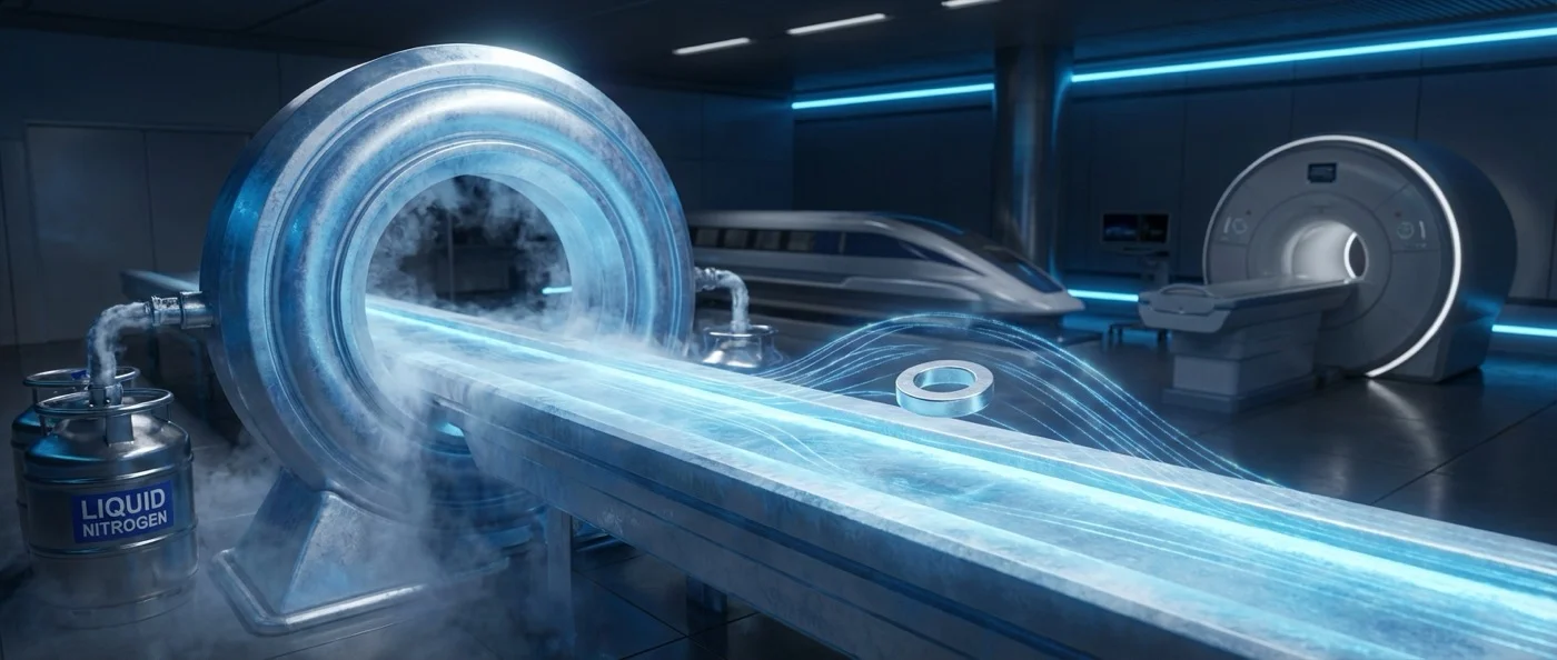 Superconducting material demonstrating magnetic levitation with zero electrical resistance at critical temperature