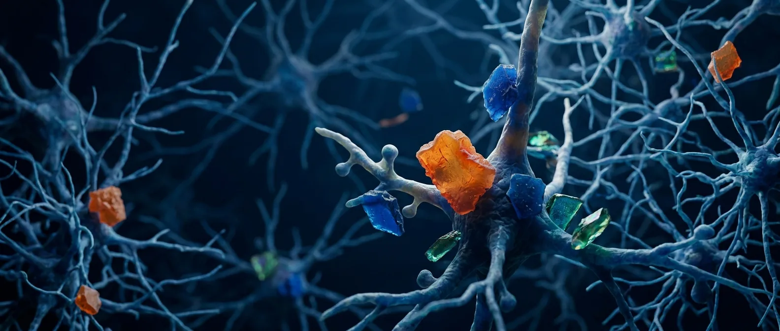 Microscopic view of microplastic particles crossing the blood-brain barrier and causing neural inflammation