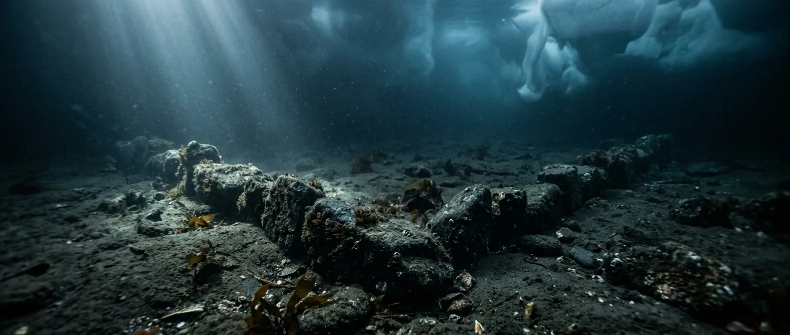 Ancient stone whale trap discovered on Norway's seafloor showing 25-meter line of arranged stones
