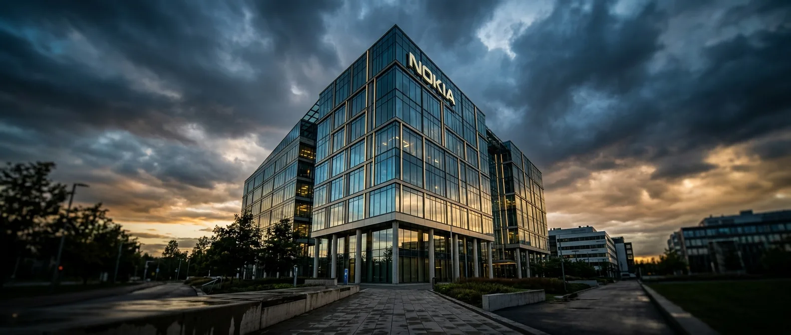 Nokia headquarters building with corporate restructuring announcement