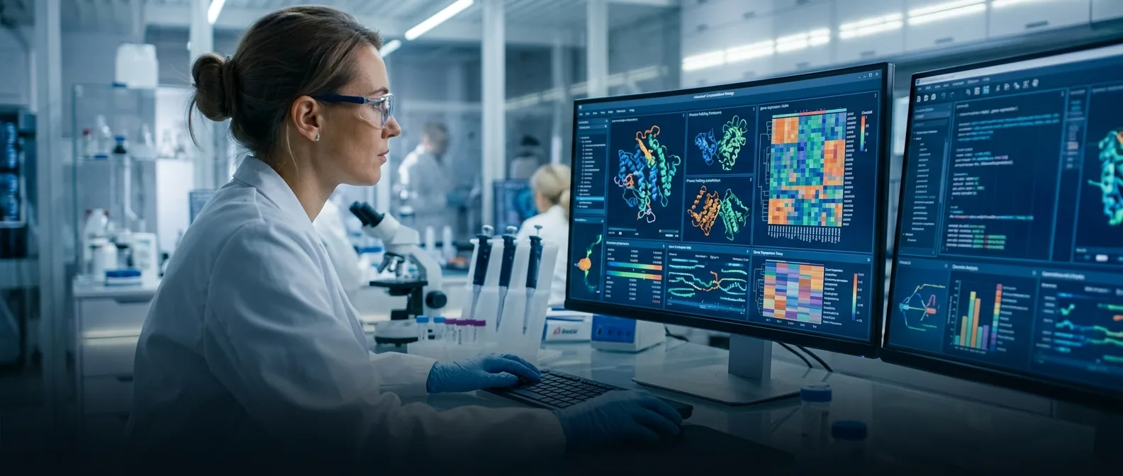 AI system analyzing chemical structures to predict gene expression changes