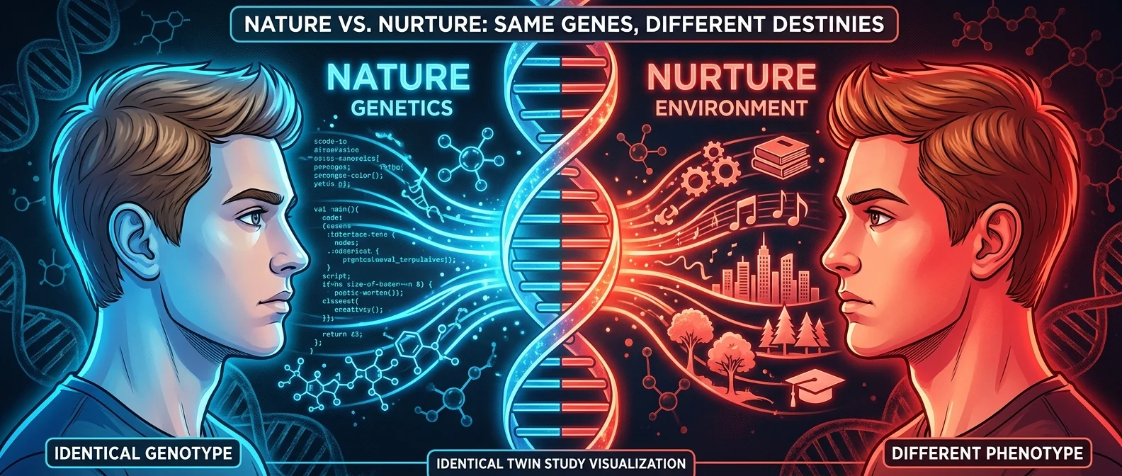 Identical twins DNA comparison showing genetic and epigenetic differences
