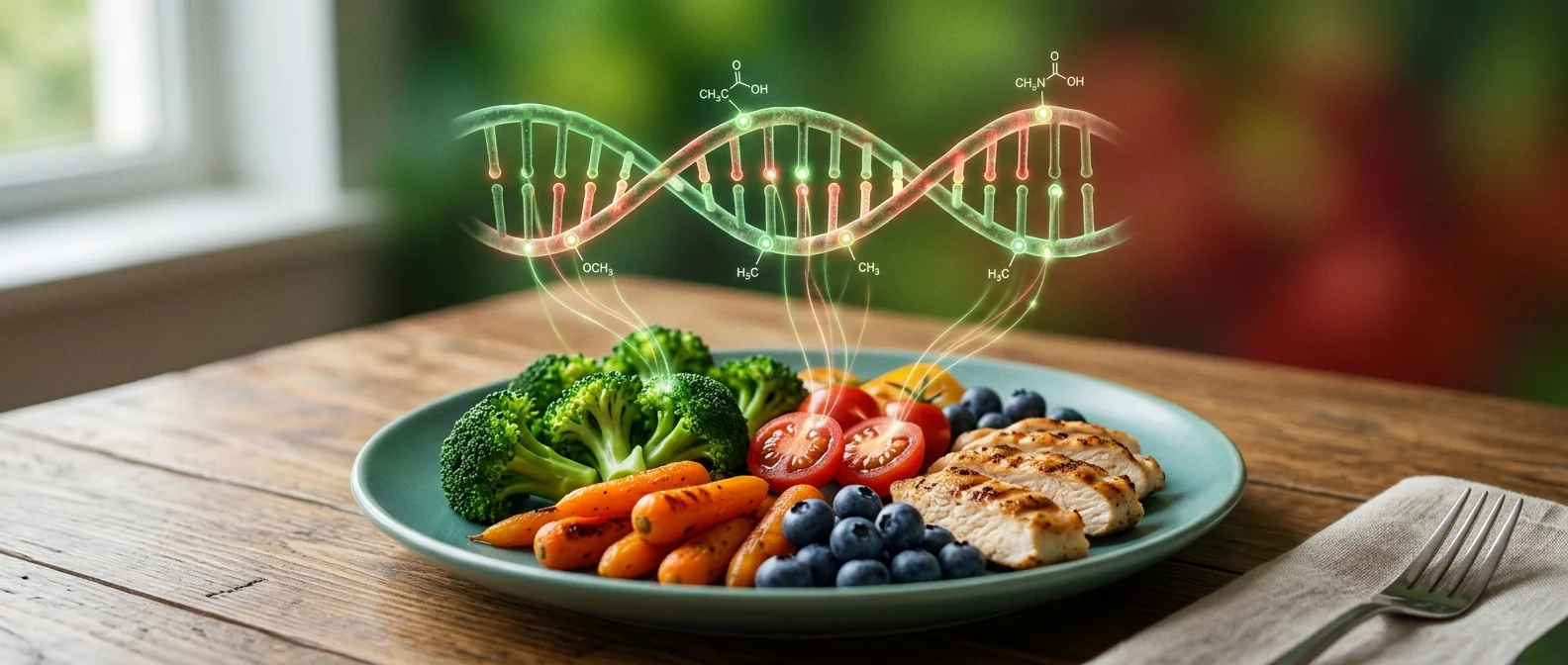 Epigenetic mechanisms showing how diet and lifestyle influence gene expression