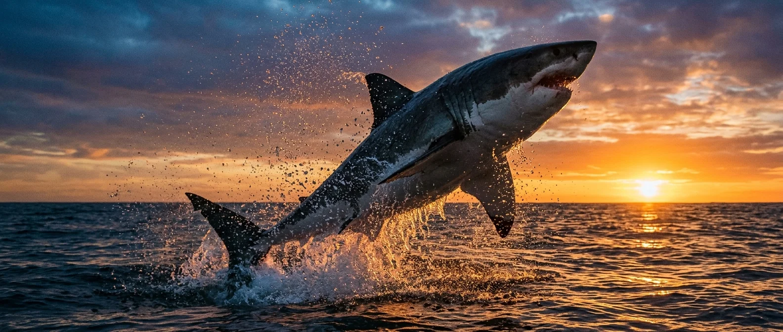 Great white shark Carcharodon carcharias underwater showing countershading