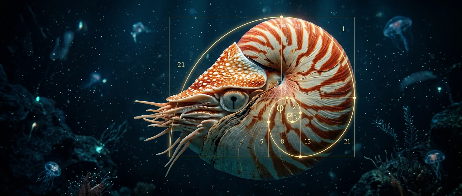 Nautilus pompilius με το χαρακτηριστικό σπειροειδές κέλυφος του επιπλέει στα βαθιά νερά