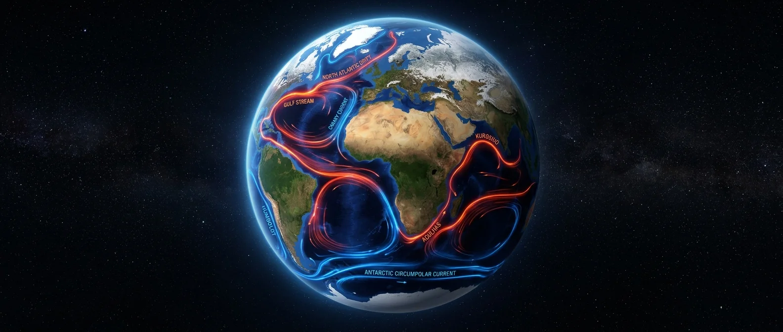 Ocean currents visualization showing global thermohaline circulation patterns