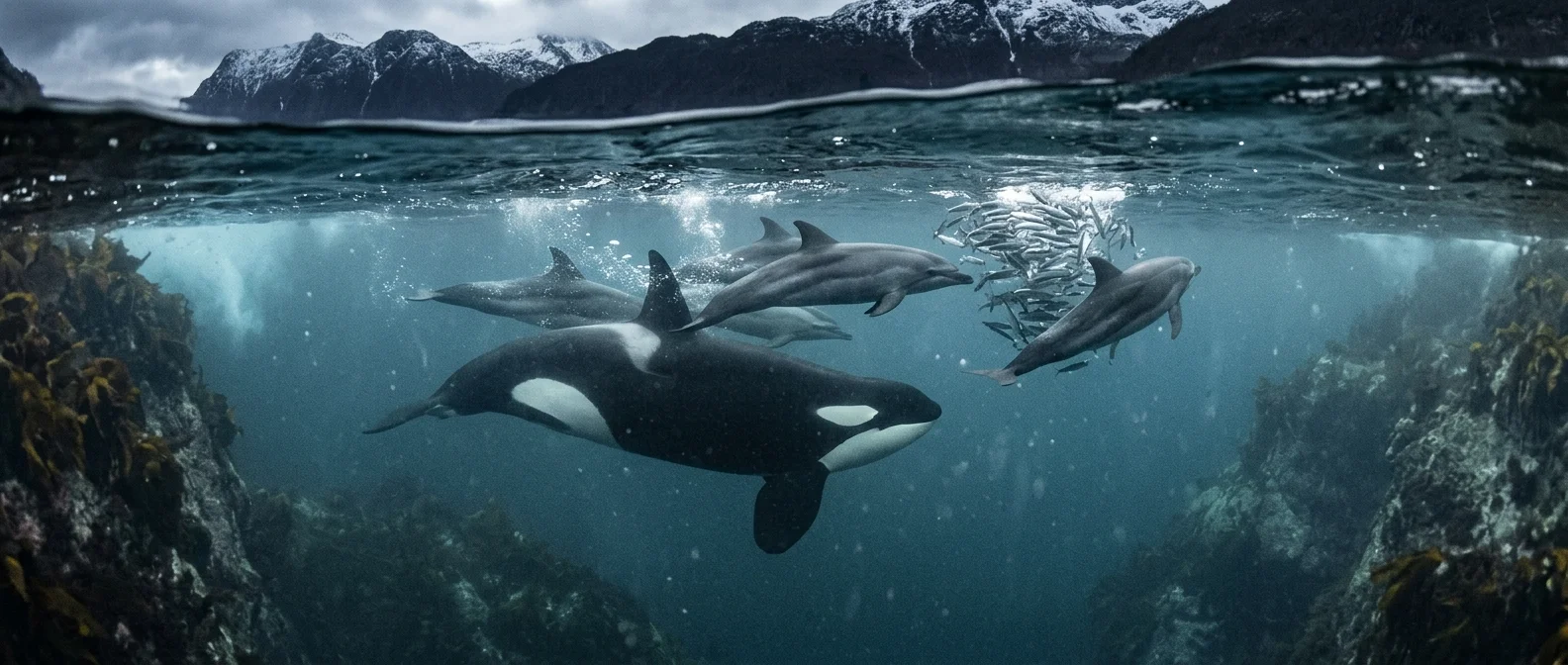 Όρκα Starboard κρατά συκώτι μεγάλου λευκού καρχαρία μετά από επιτυχή κυνήγι στις ακτές Νότιας Αφρικής